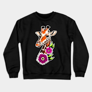 Giraffe Flower Traditional tattoo Crewneck Sweatshirt